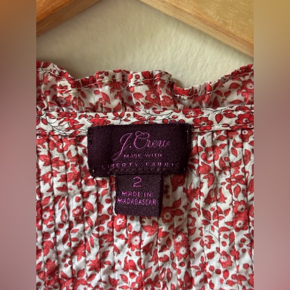 J. Crew Liberty of London Pink Puff Sleeve Smocked Blouse - Picture 10 of 11
